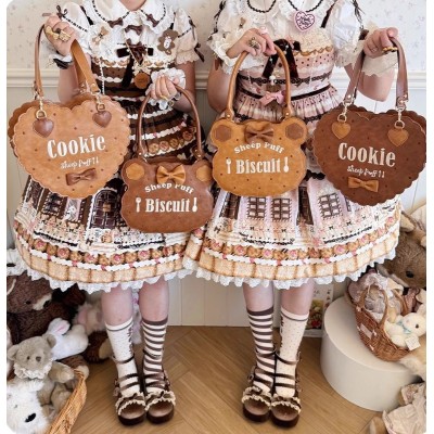 Sheep Puff Little Bear Biscuit 2.0 and Cookie Heart Shaped Embroidered Bag(Limited Pre-Order/2 Colours/Full Payment Without Shipping)